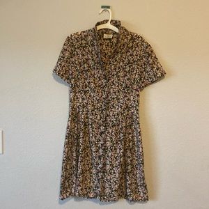 Women’s pink, purple and black, button-down collared short sleeve sundress